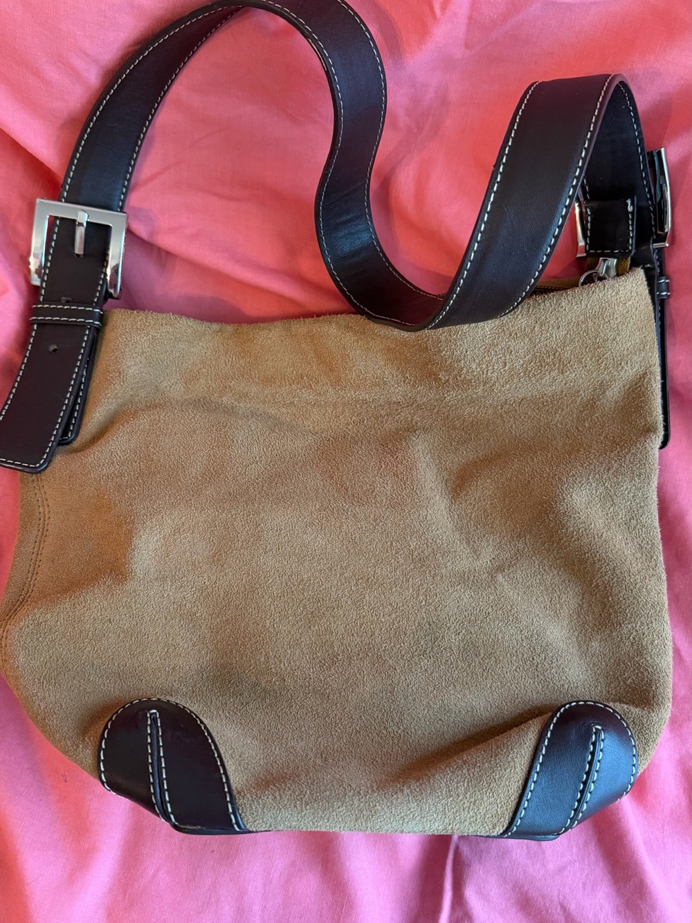 Preston and York Suede Shoulder Bag with Dark Brown Leather Strap - Picture 2 of 7